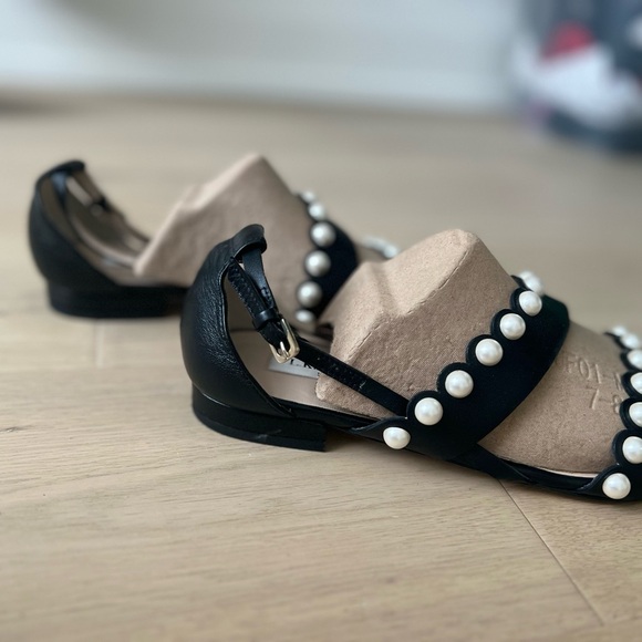 Pretty Black sandals with pearl decorations by LKBennett eu size 37 - Picture 4 of 4